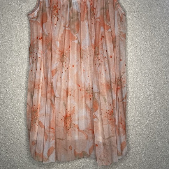 Worthington Womens Dressy Tank Top Lined Pleated Shirt Coral Floral Size M - Picture 2 of 7